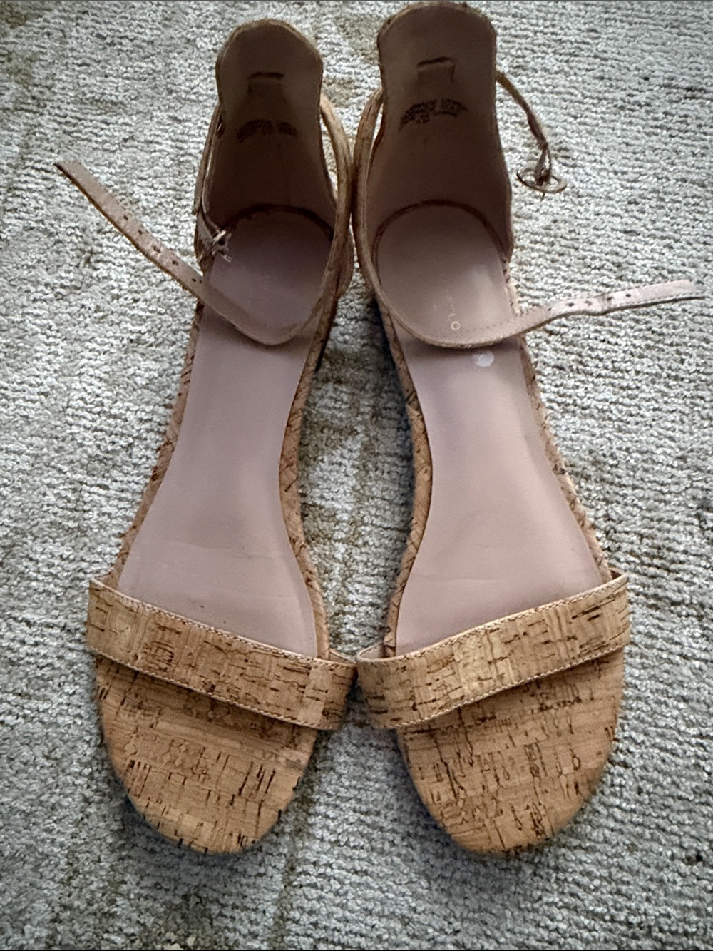 Ann Taylor Factory Cork Ankle-Strap Flat Sandals in Natural Tan Size 9